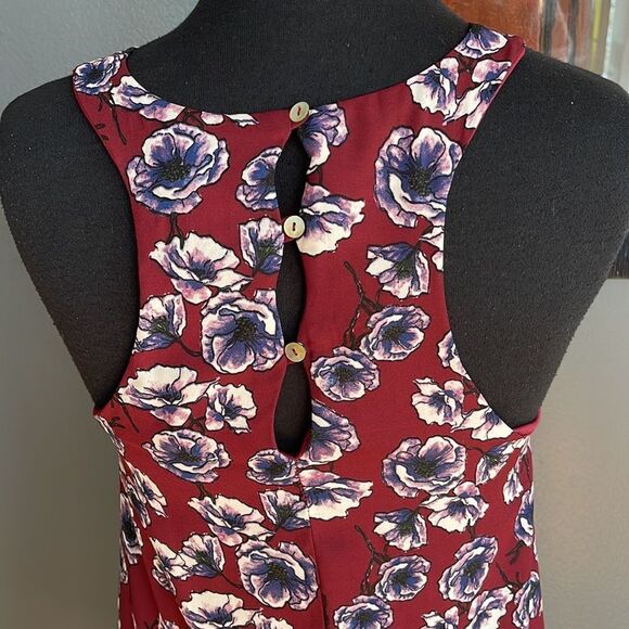 alya burgundy floral print silky crepe racerback sleeveless lined midi dress NWT - Picture 4 of 5